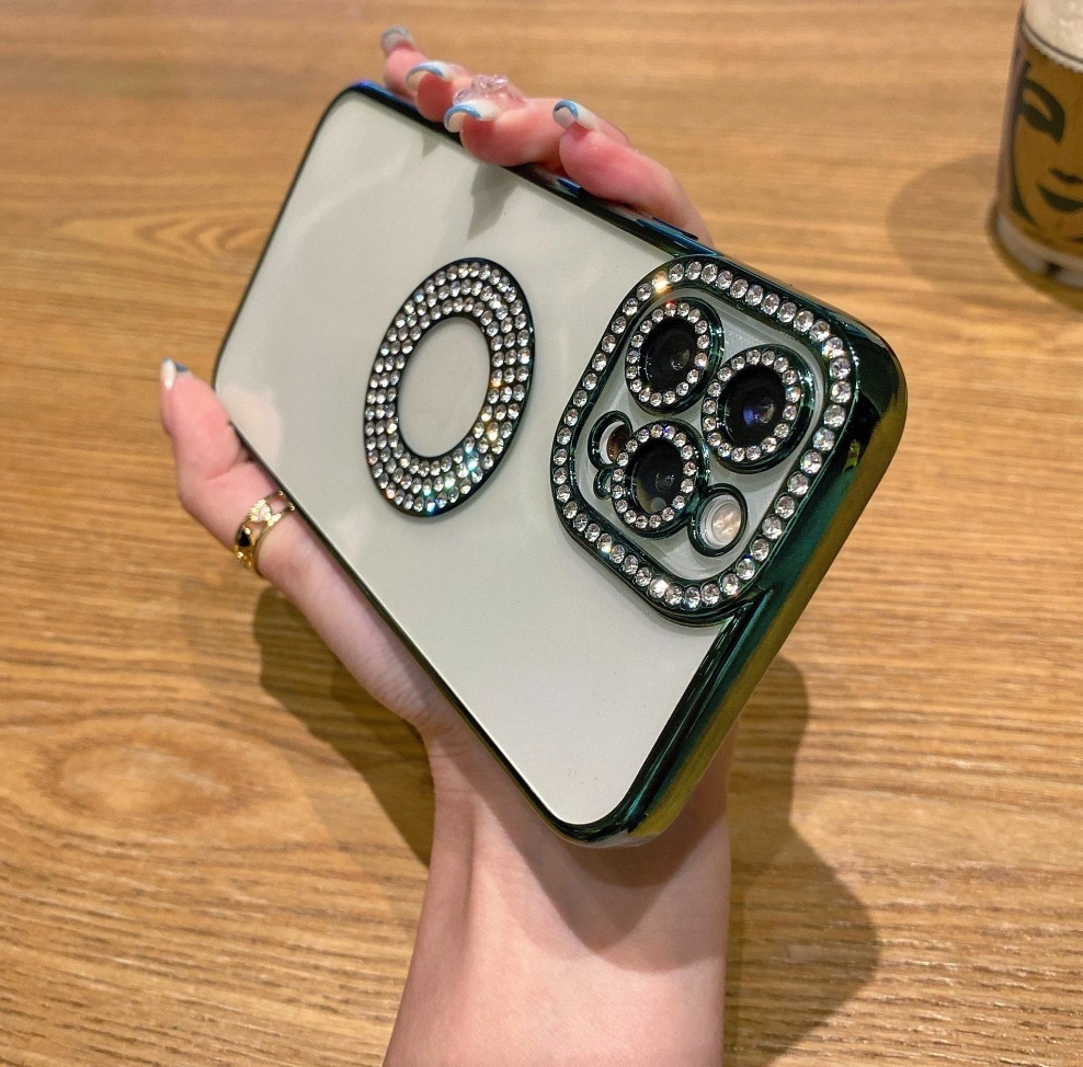 Hotly recommended all-inclusive transparent diamond suitable for iPhone series mobile phone cases (Cangling Green) (contact customer service to confirm the mobile phone model after placing the order)