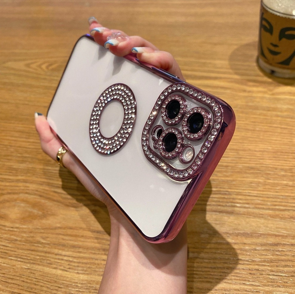 Hotly recommended all-inclusive transparent diamond suitable for iPhone series mobile phone cases (rose gold) (contact customer service to confirm the mobile phone model after placing the order)
