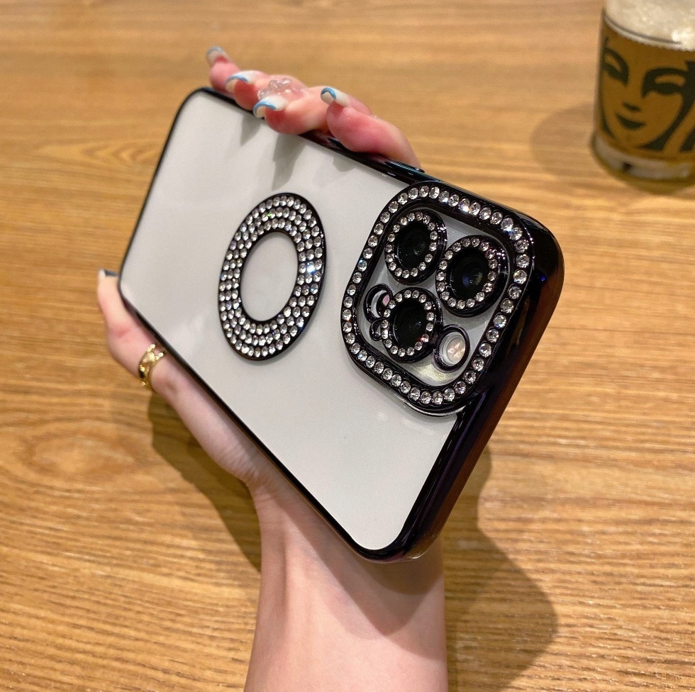 Hotly recommended all-inclusive transparent diamond suitable for iPhone series mobile phone cases (graphite black) (contact customer service to confirm the phone model after placing the order)