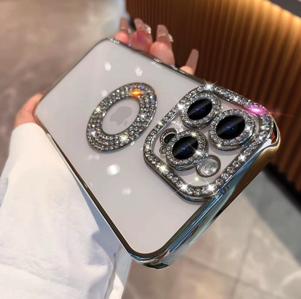 Hotly recommended all-inclusive transparent diamond case for iPhone series (silver) (contact customer service to confirm the phone model after placing the order)