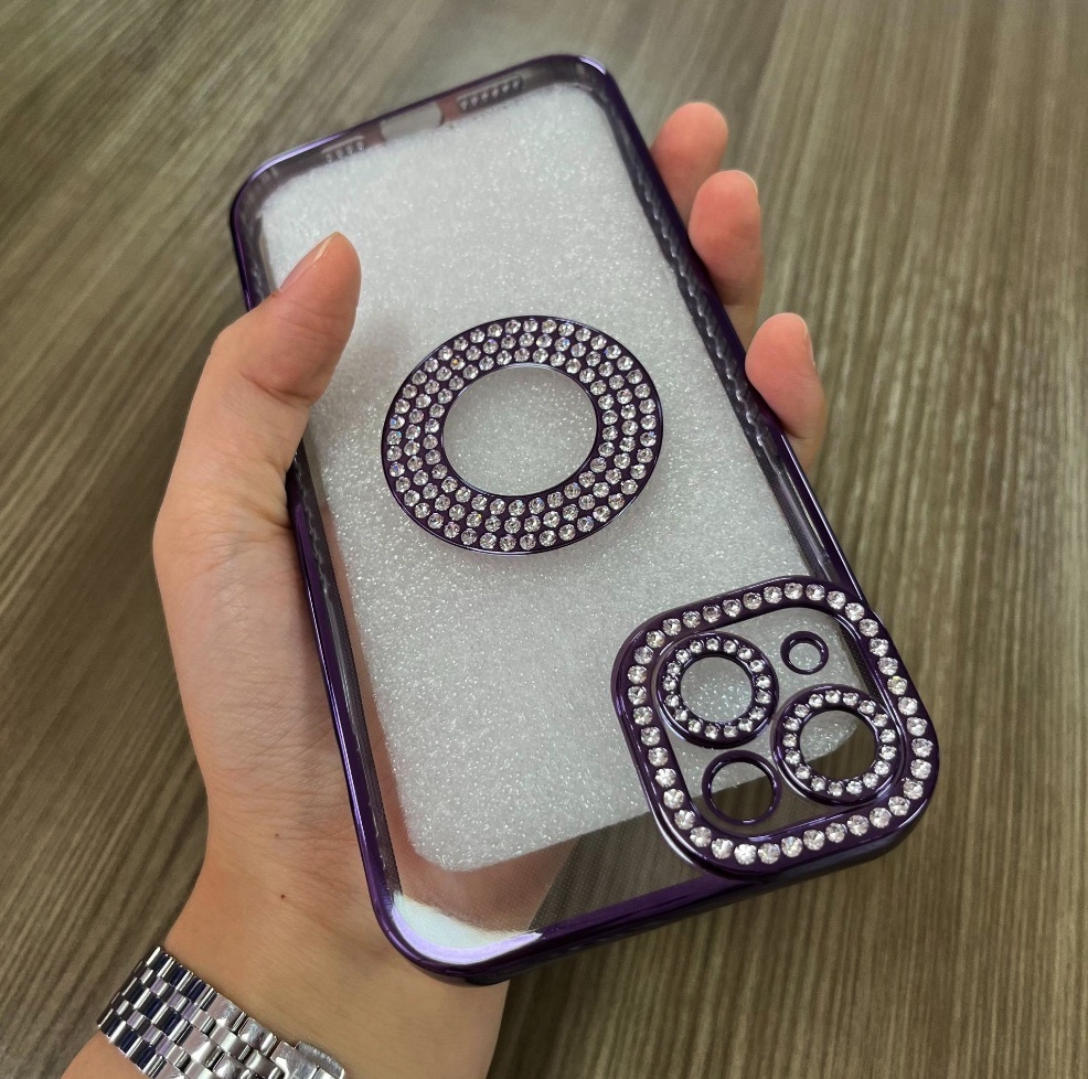 Hotly recommended all-inclusive transparent diamond case for iPhone series (dark night purple) (contact customer service to confirm the phone model after placing the order)
