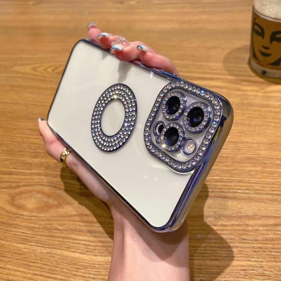 Hotly recommended all-inclusive transparent diamond case for iPhone series (Yuanfeng Blue) (contact customer service to confirm the phone model after placing the order)
