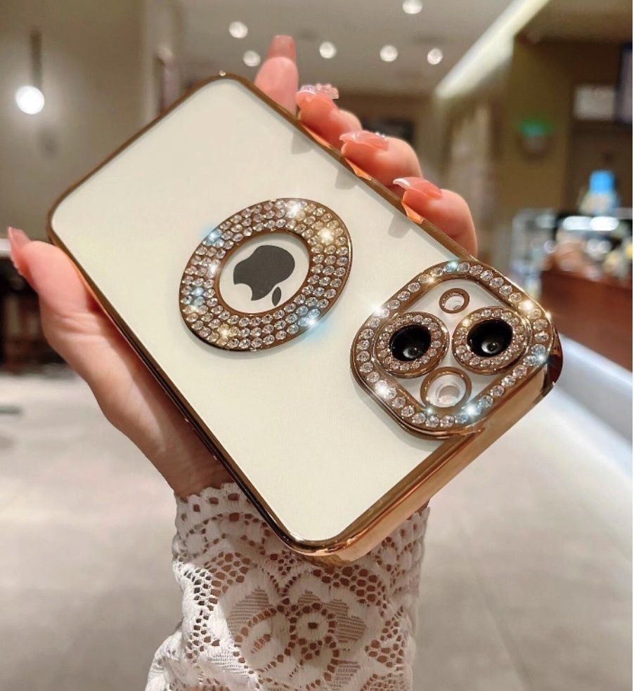 Hotly recommended all-inclusive transparent diamond suitable for iPhone series mobile phone cases (champagne gold) (contact customer service to confirm the phone model after placing the order)