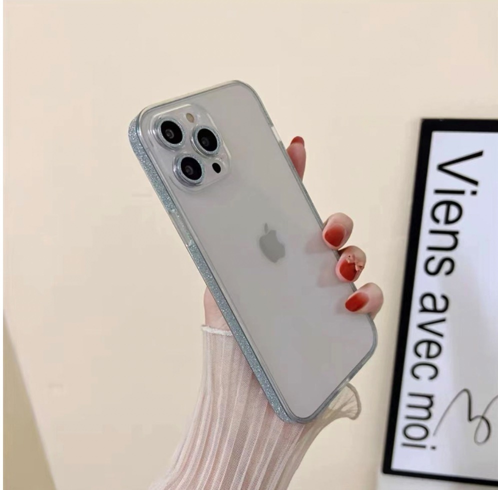 Hot push glass soft edge glitter is suitable for iPhone series mobile phone cases (Yuanfeng blue glass case) (contact customer service to confirm the phone model after placing the order)