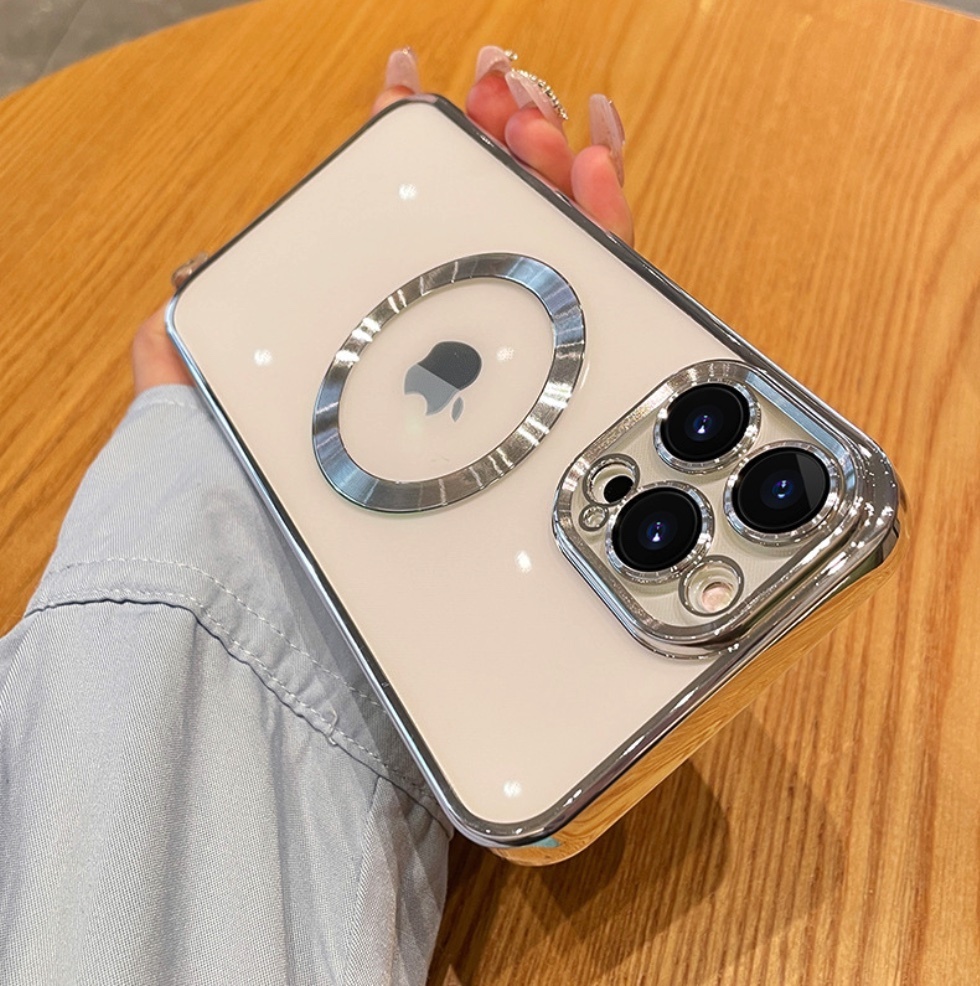 熱推軟殼電鍍保護套鏡頭膜適用於iPhone系列手機殼（銀色）(下單後聯絡客服確認手機型號)