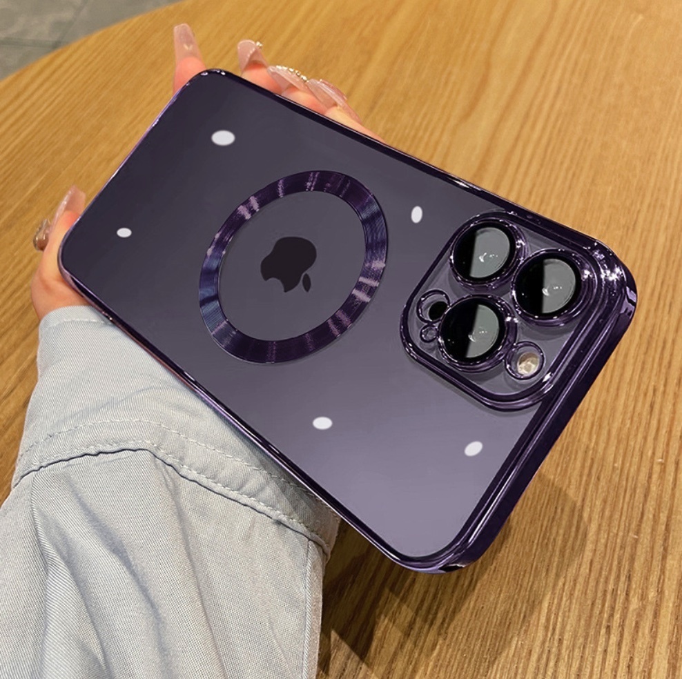 熱推軟殼電鍍保護套鏡頭膜適用於iPhone系列手機殼（紫色）(下單後聯絡客服確認手機型號)