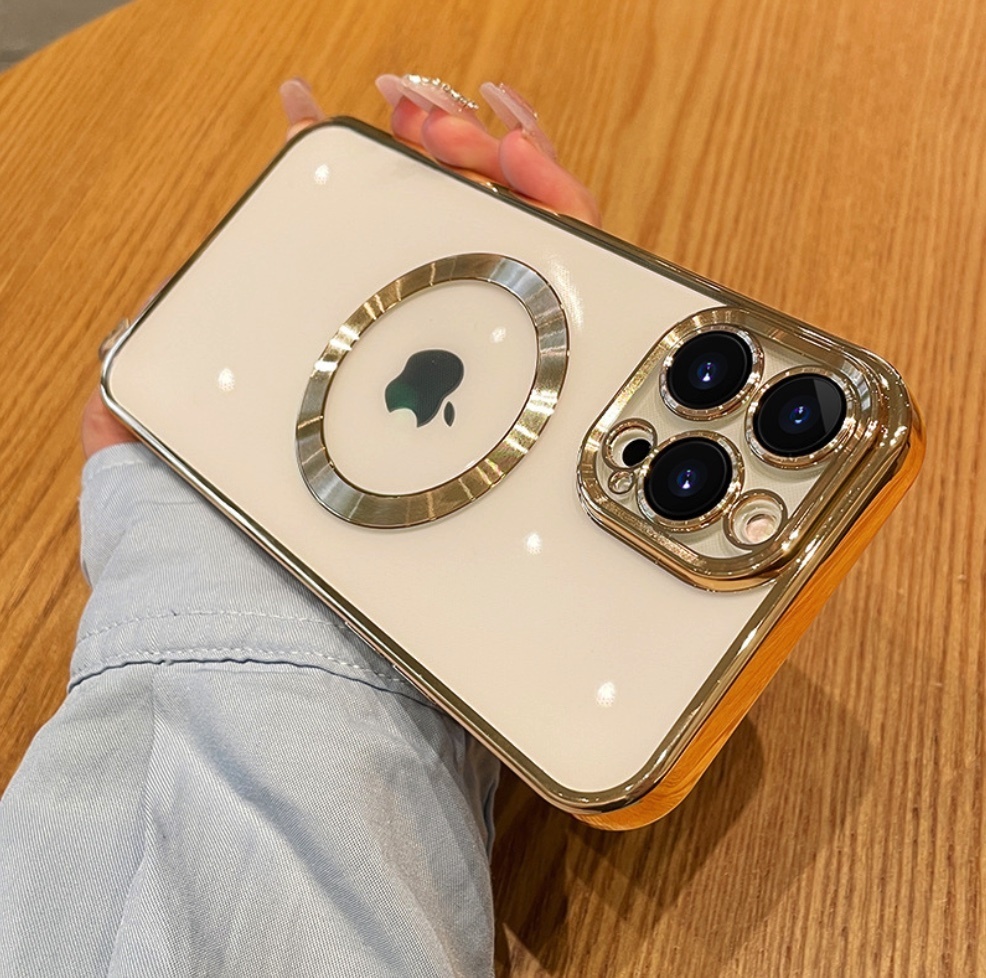 熱推軟殼電鍍保護套鏡頭膜適用於iPhone系列手機殼（金色）(下單後聯絡客服確認手機型號)