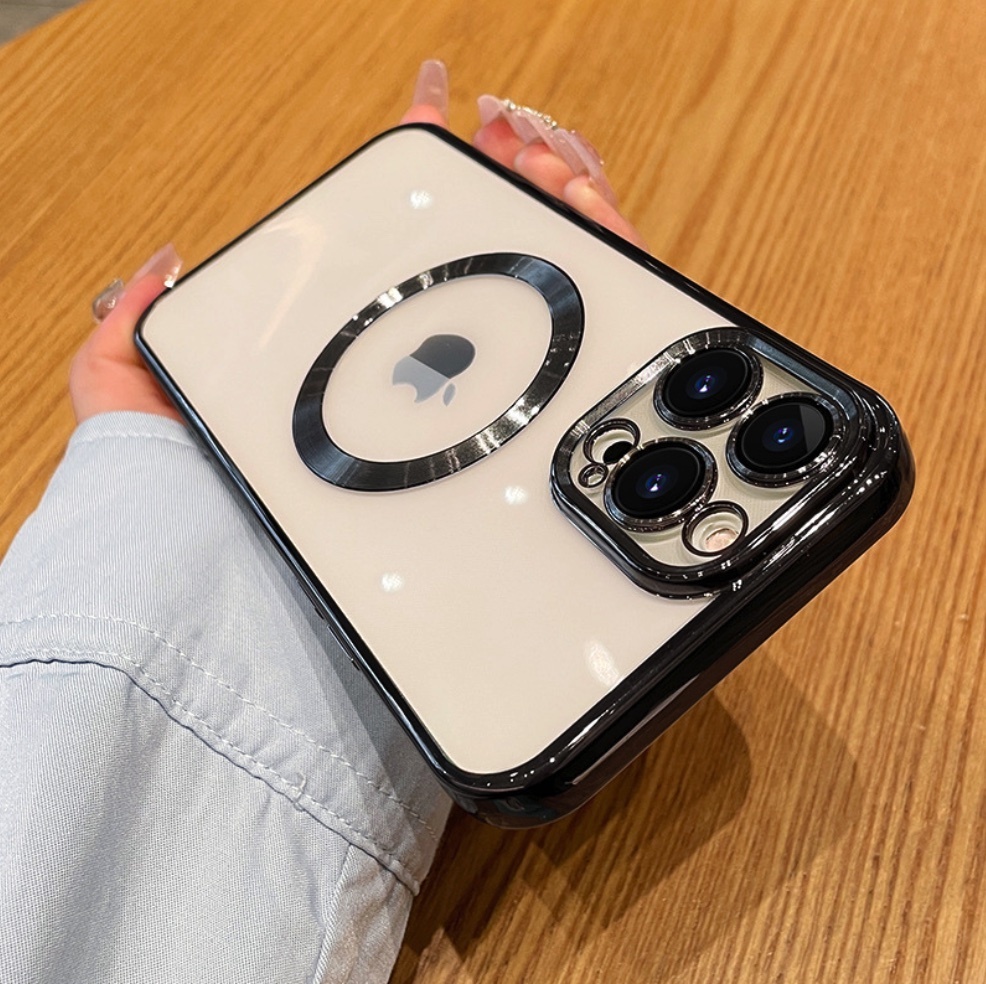 熱推軟殼電鍍保護套鏡頭膜適用於iPhone系列手機殼（黑色）(下單後聯絡客服確認手機型號)