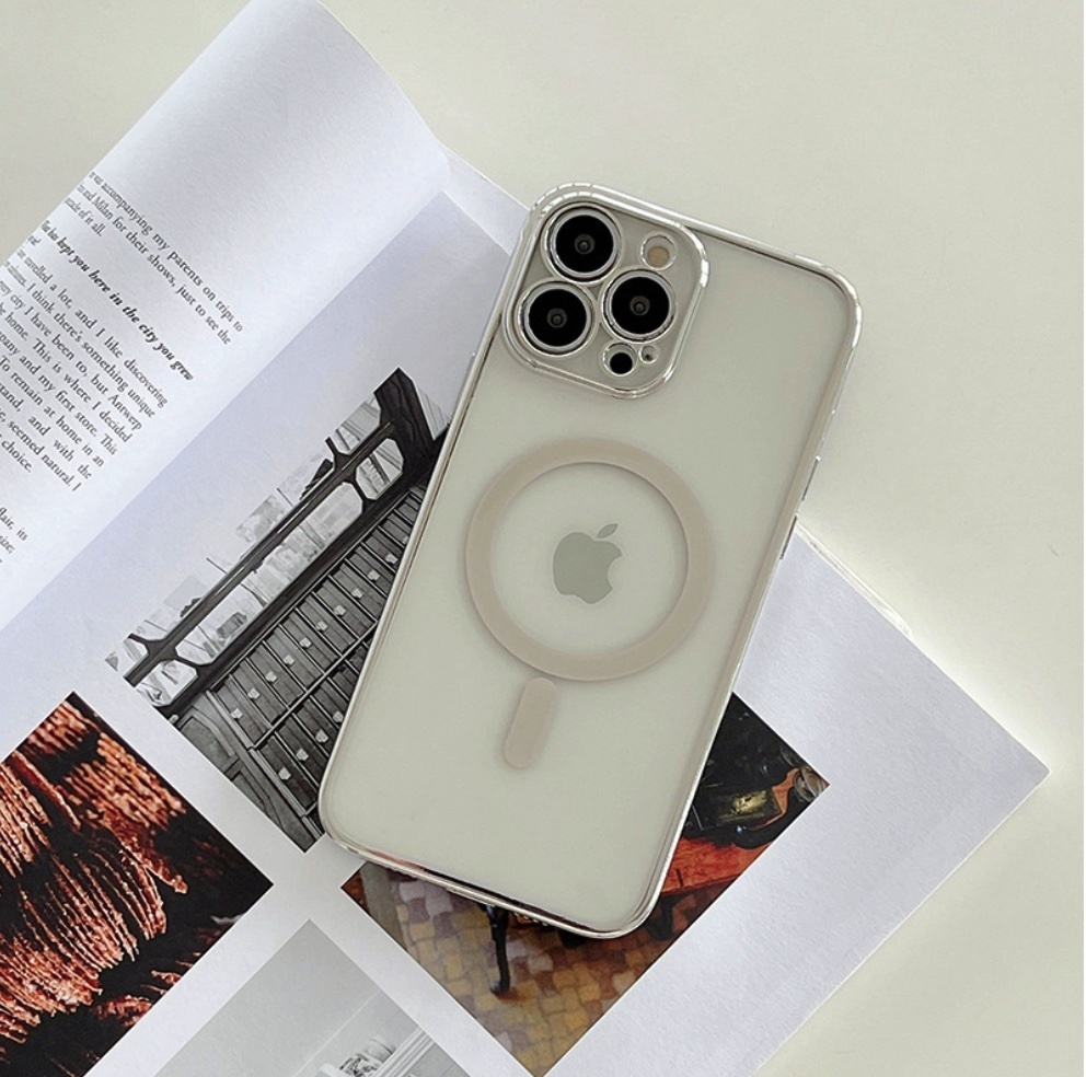 The popular magnetic soft plating all-inclusive package is suitable for iPhone series mobile phone cases (silver) (contact customer service to confirm the phone model after placing the order)