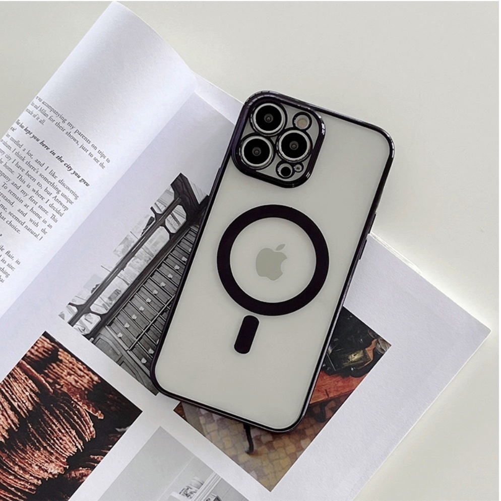 The popular magnetic soft plating all-inclusive package is suitable for iPhone series mobile phone cases (black) (contact customer service to confirm the mobile phone model after placing the order)