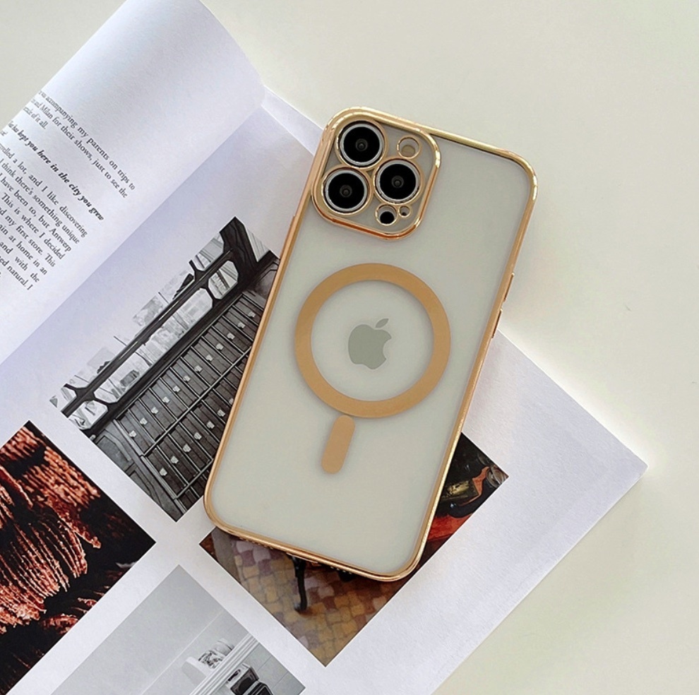 The popular magnetic soft plating all-inclusive package is suitable for iPhone series mobile phone cases (gold) (contact customer service to confirm the mobile phone model after placing the order)