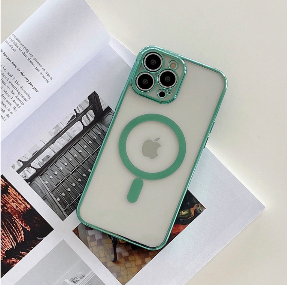 The popular magnetic soft plating all-inclusive package is suitable for iPhone series mobile phone cases (green) (contact customer service after placing an order to confirm the phone model)