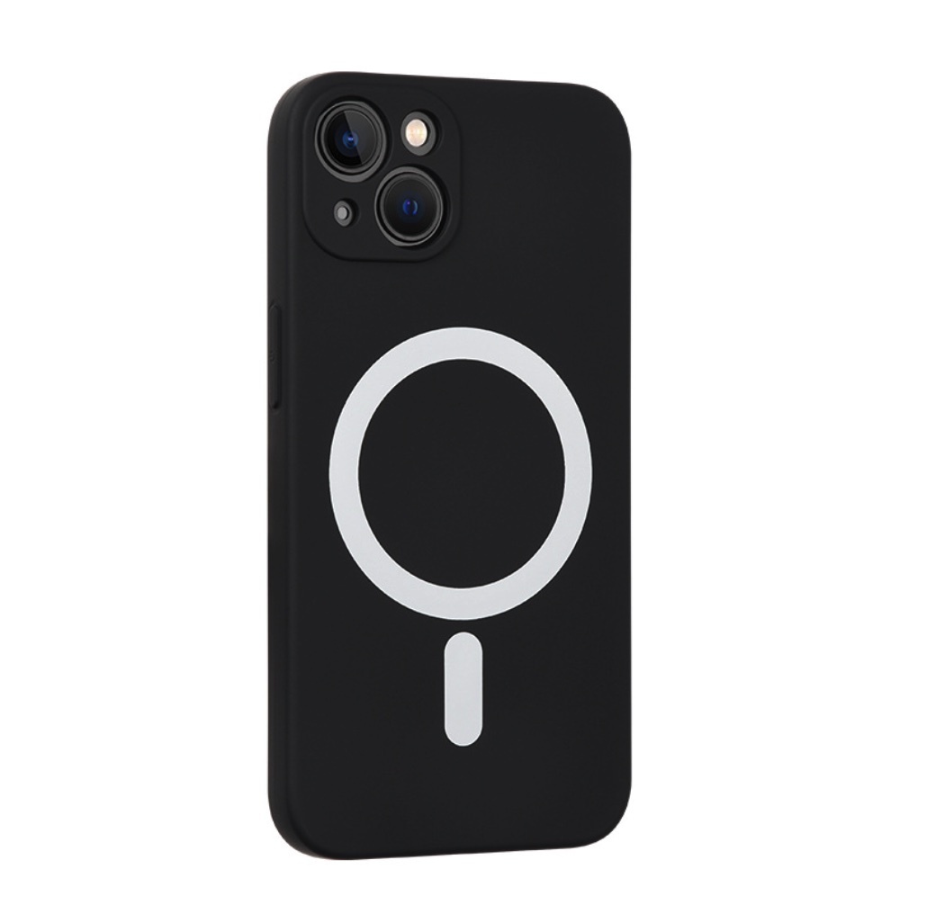 The popular liquid silicone magnetic suction is suitable for iPhone series mobile phone cases (pure black) (contact customer service to confirm the phone model after placing the order)