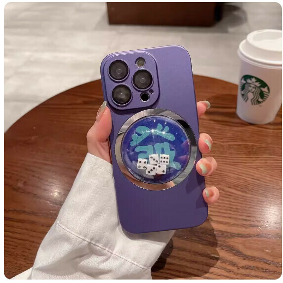Popular creative and interesting Apple mobile phone case (Creative Dice [Dark Night Purple Style] (contact customer service to confirm the phone model after placing the order)