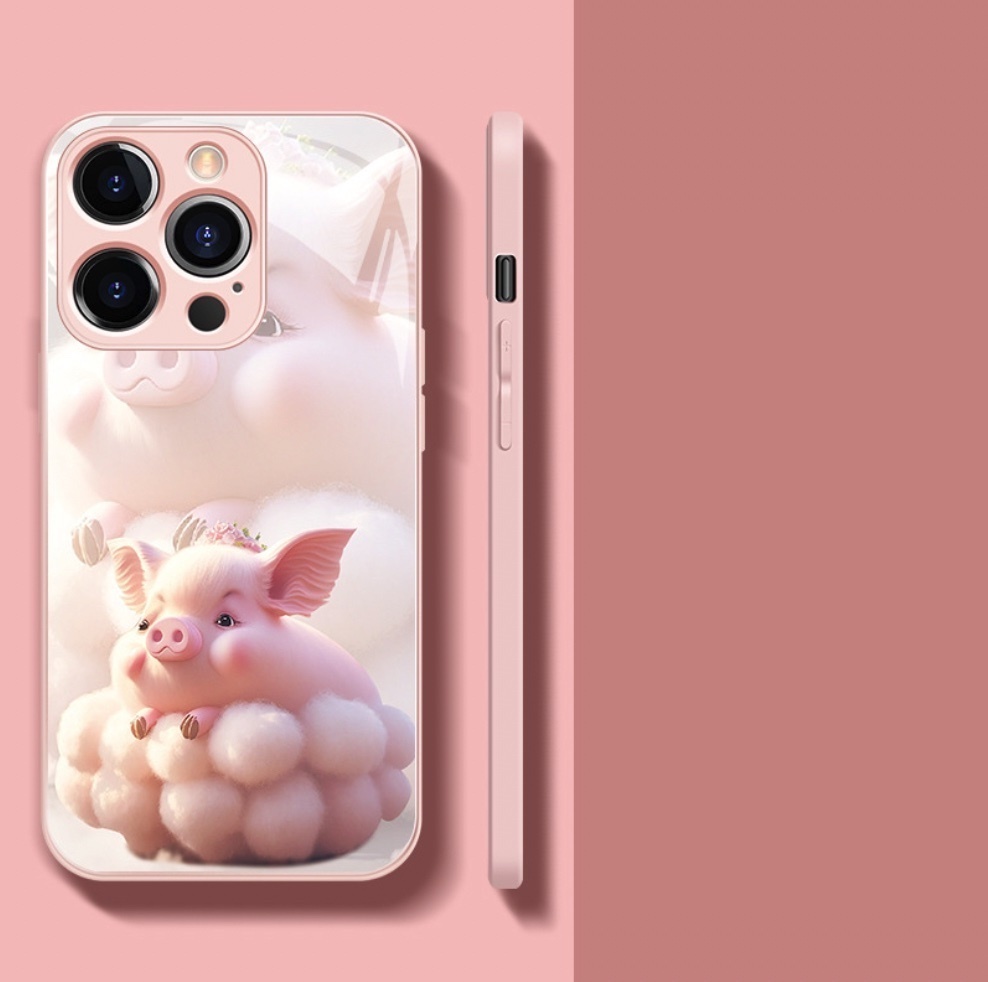 The popular painted zodiac sign is suitable for iPhone series mobile phone cases (Sakura Pink Pig) (contact customer service to confirm the phone model after placing the order)