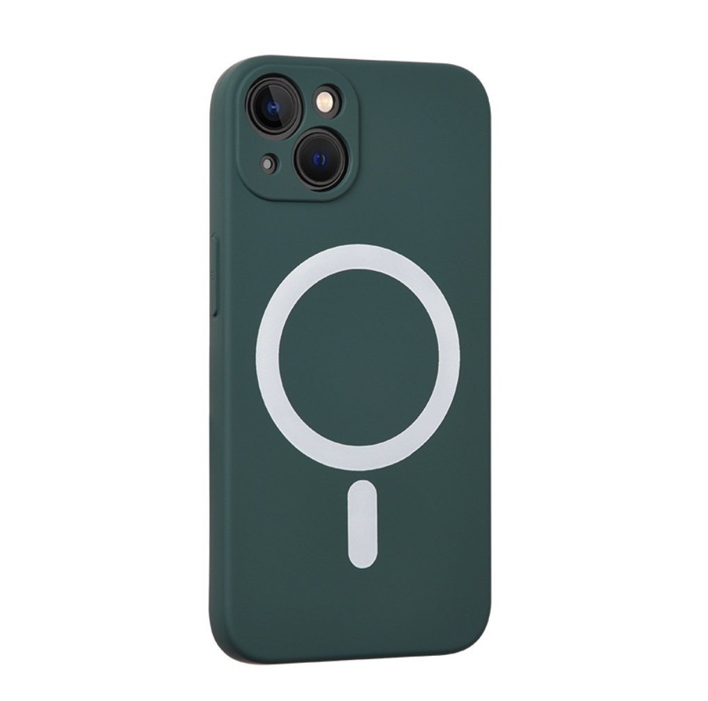 The popular liquid silicone magnetic suction is suitable for iPhone series mobile phone cases (dark night green) (contact customer service to confirm the phone model after placing the order)