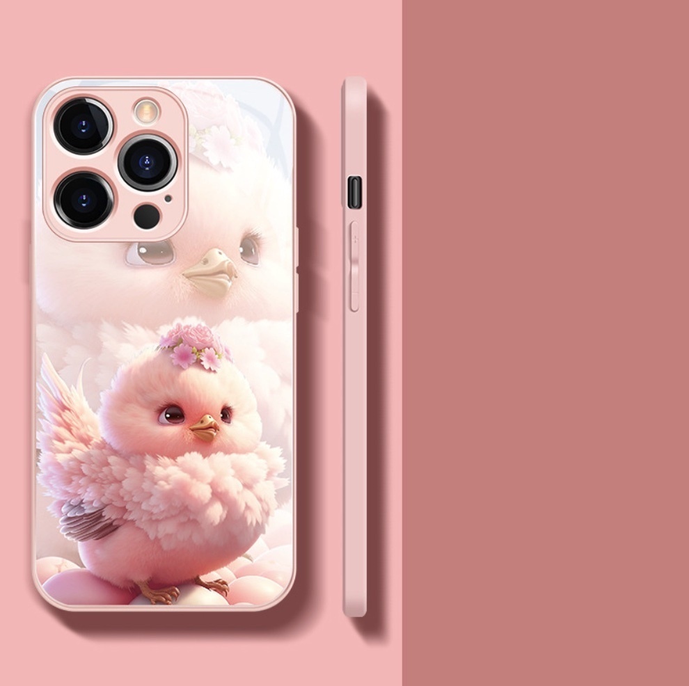 The popular painted zodiac sign is suitable for iPhone series mobile phone cases (Sakura Pink Unitary Chicken) (contact customer service after placing an order to confirm the phone model)