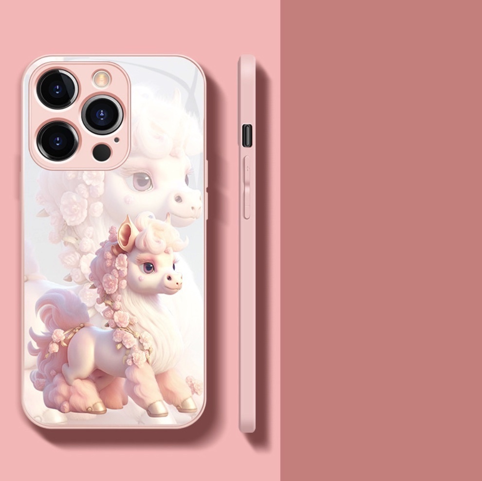 The popular painted zodiac signs are suitable for iPhone series mobile phone cases (Sakura Pink Wuma) (contact customer service to confirm the phone model after placing the order)