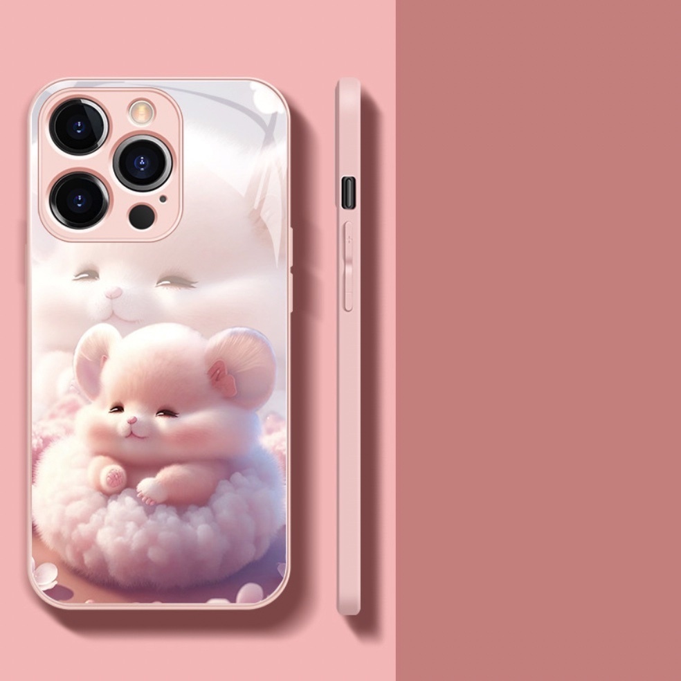 The popular painted zodiac sign is suitable for iPhone series mobile phone cases (Sakura Pink Rat) (contact customer service to confirm the phone model after placing the order)