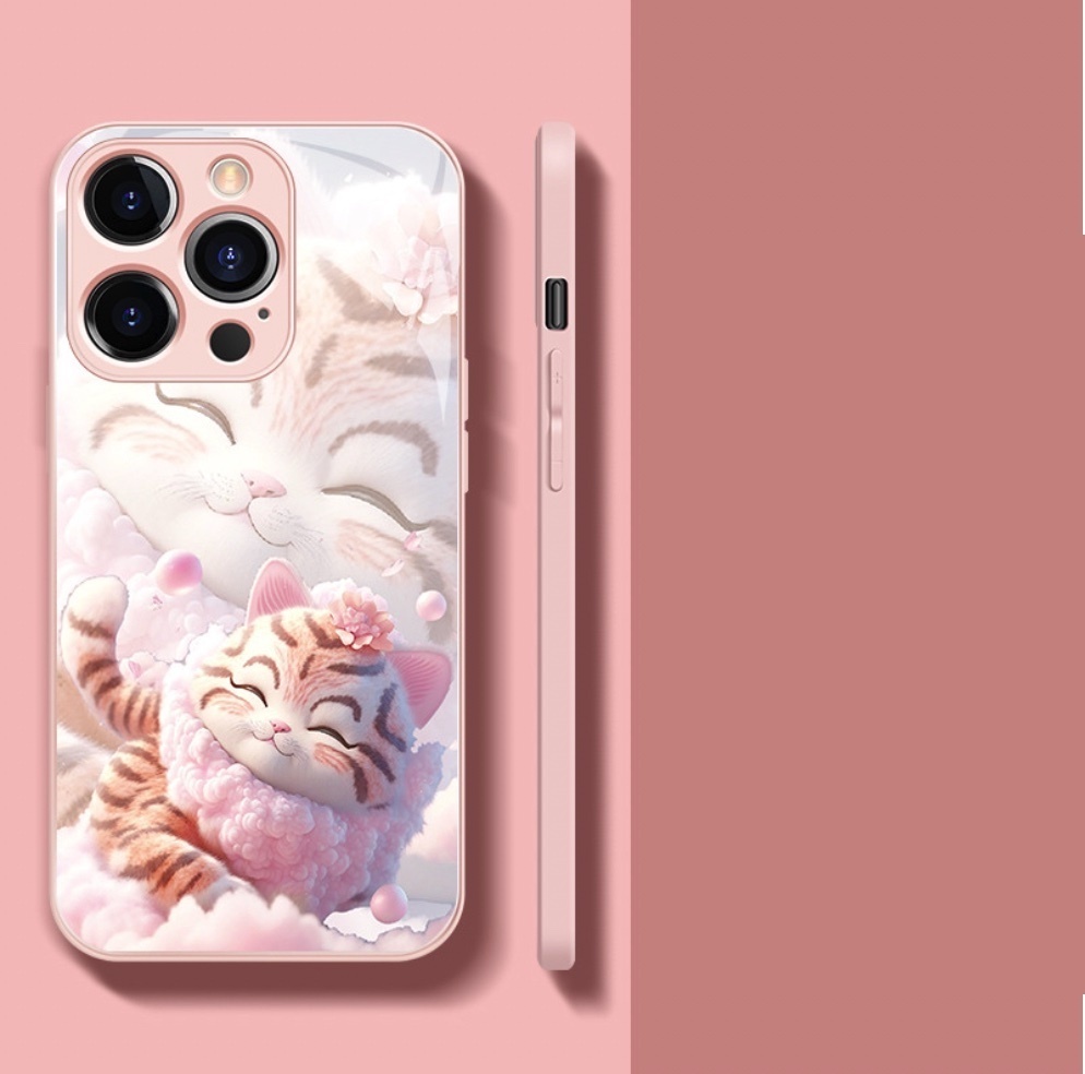 The popular painted zodiac signs are suitable for iPhone series mobile phone cases (Sakura Pink Tiger) (contact customer service to confirm the phone model after placing the order)