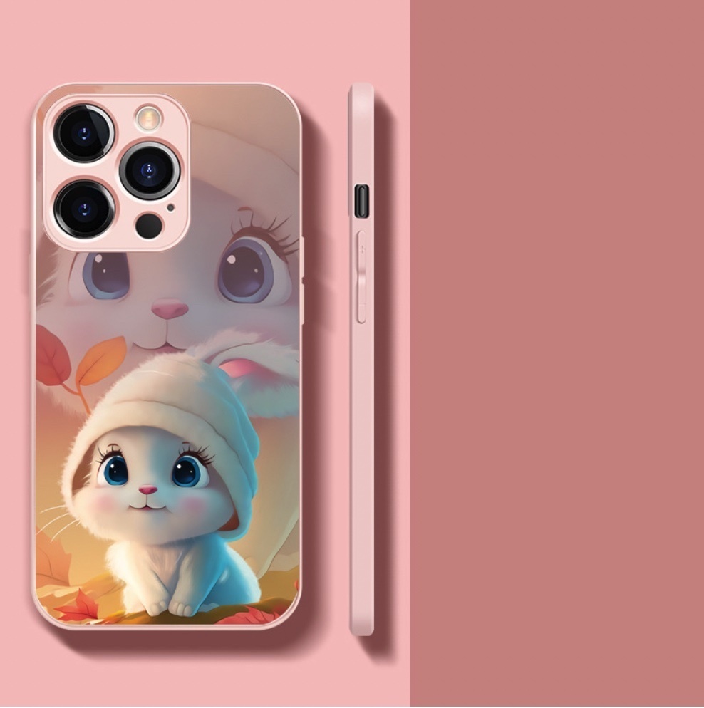 The popular painted zodiac signs are suitable for iPhone series mobile phone cases (sakura pink cute rabbit) (contact customer service to confirm the phone model after placing the order)