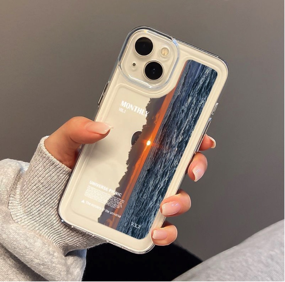 爆款彩繪風景透明適用於iPhone系列手機殼（日出橫版）(下單後聯絡客服確認手機型號)
