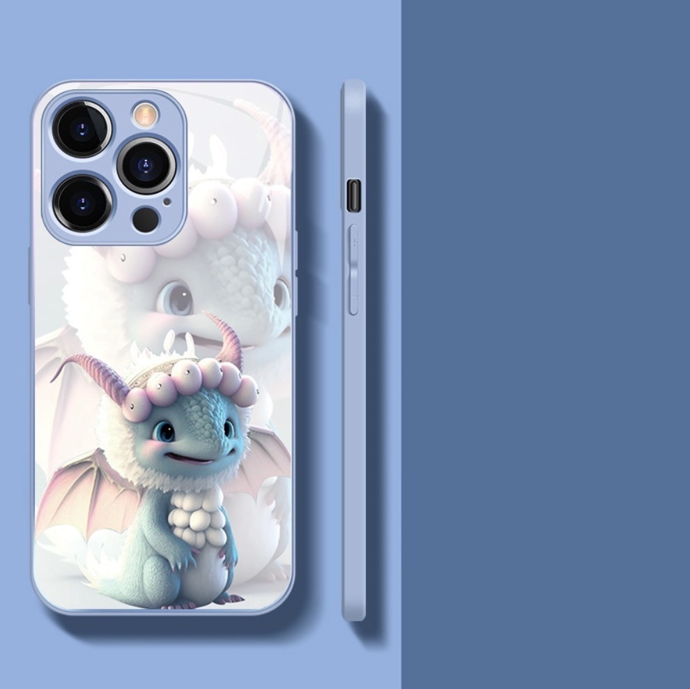 The popular glass zodiac sign is suitable for iPhone series mobile phone cases (Sky Blue_Chenlong) (contact customer service to confirm the phone model after placing the order)