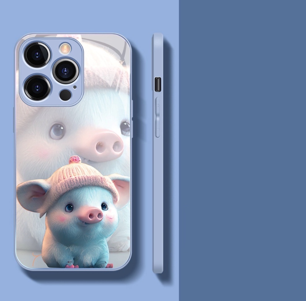 The popular glass zodiac sign is suitable for iPhone series mobile phone cases (Sky Blue_Hai Pig) (contact customer service to confirm the phone model after placing the order)