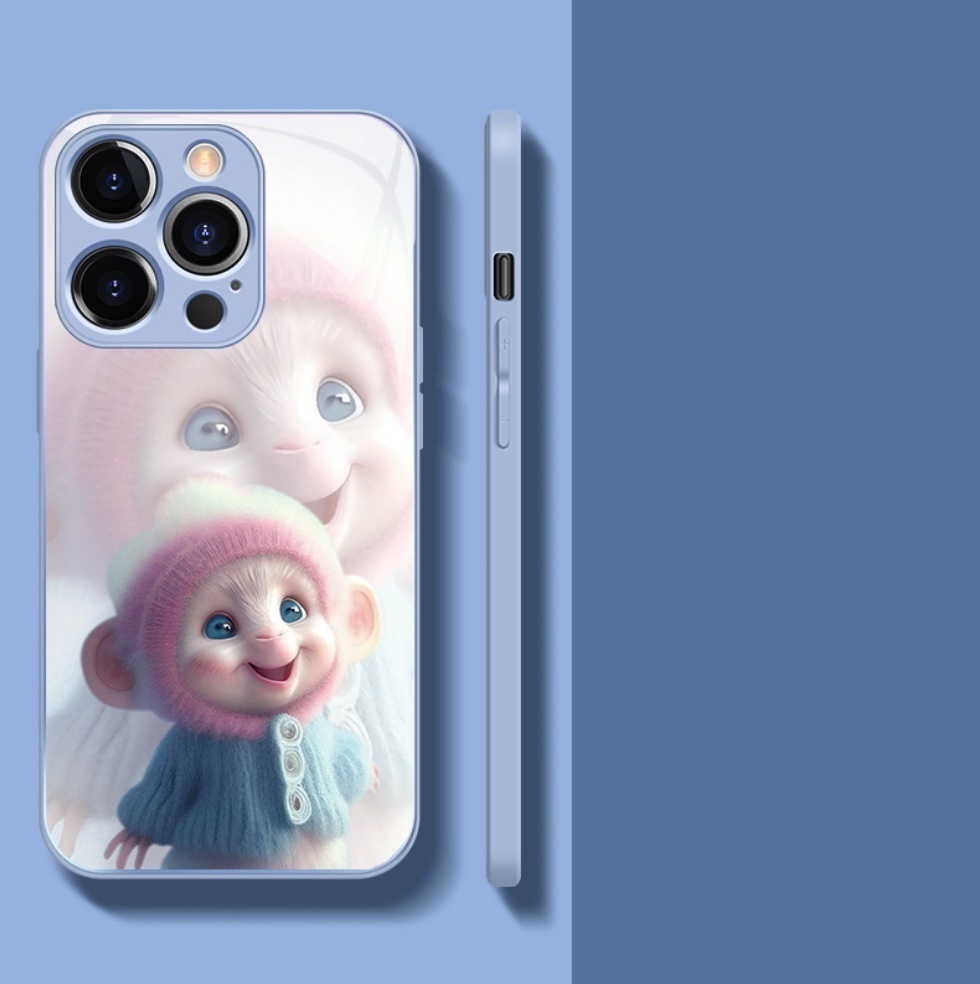 The popular glass zodiac sign is suitable for iPhone series mobile phone cases (Sky Blue_Shen Monkey) (contact customer service to confirm the phone model after placing the order)
