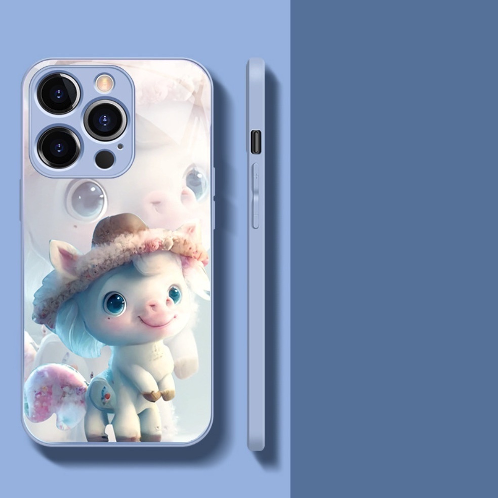 The popular glass zodiac sign is suitable for iPhone series mobile phone cases (Sky Blue_Wuma) (contact customer service to confirm the phone model after placing the order)