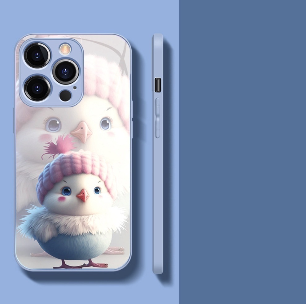 The popular glass zodiac sign is suitable for iPhone series mobile phone cases (sky blue_unitary chicken) (contact customer service to confirm the phone model after placing the order)