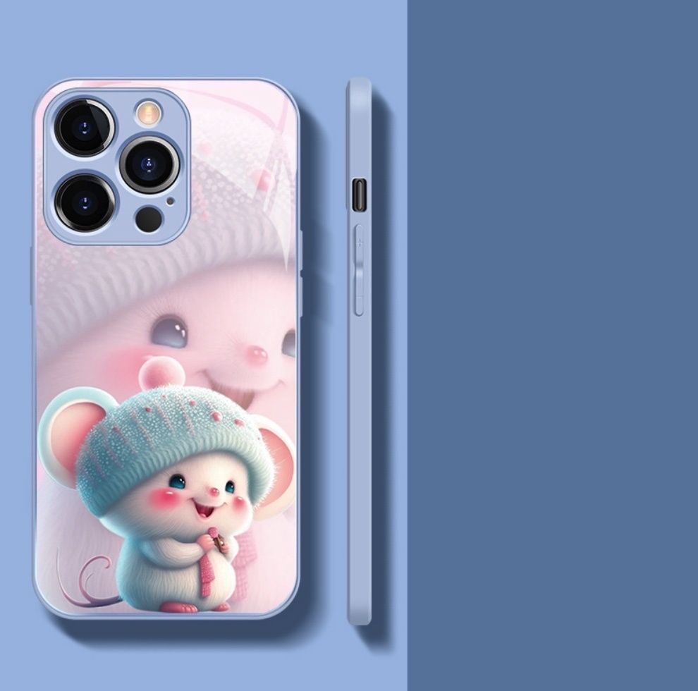 The popular glass zodiac sign is suitable for iPhone series mobile phone cases (Sky Blue_Zi Mouse) (contact customer service to confirm the phone model after placing the order)