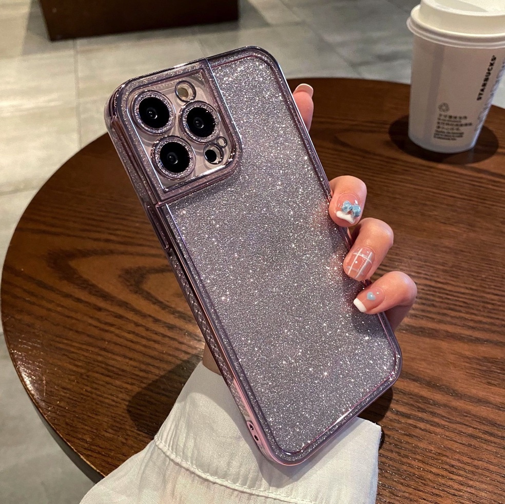 The popular electroplated glitter powder is suitable for iPhone series mobile phone cases (pink) (contact customer service to confirm the phone model after placing the order)