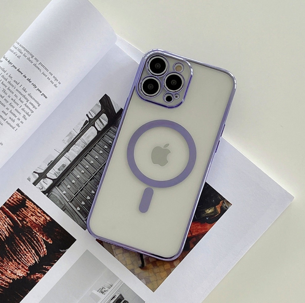 The popular magnetic soft plating all-inclusive package is suitable for iPhone series mobile phone cases (purple) (contact customer service to confirm the mobile phone model after placing the order)