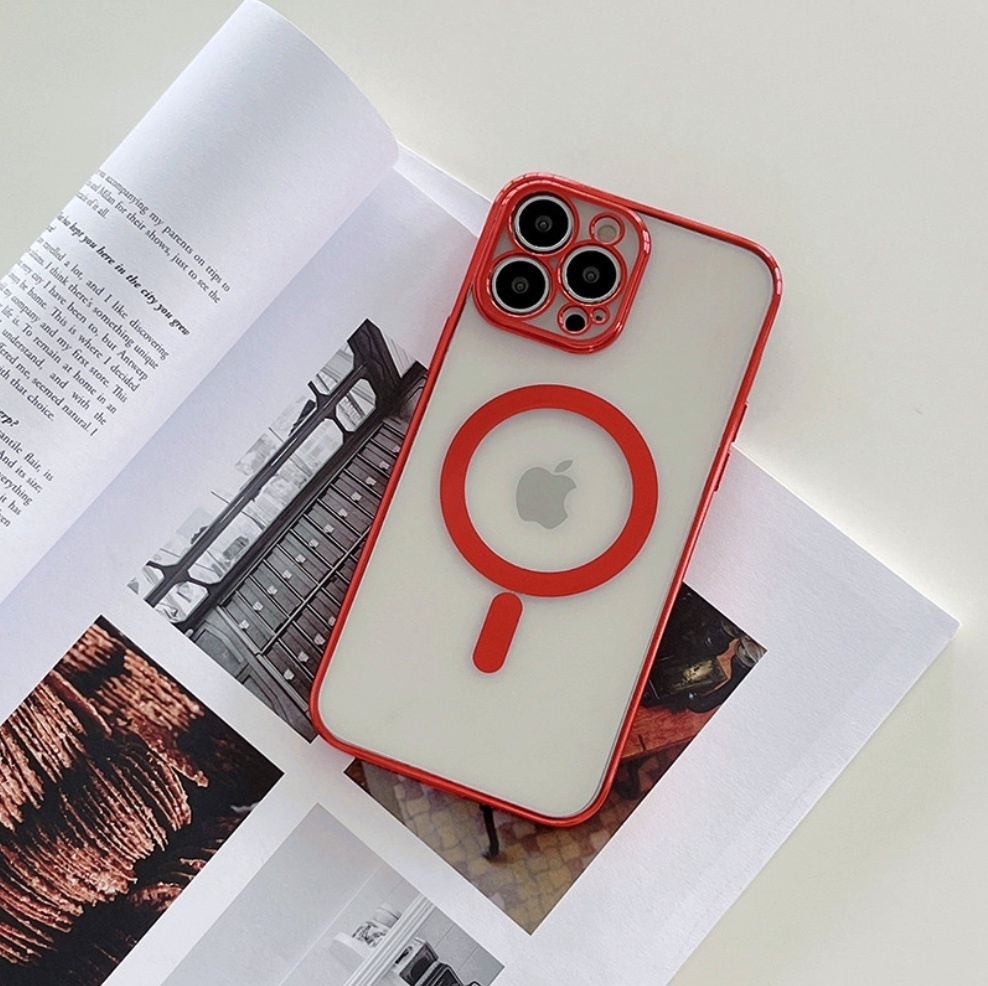 The popular magnetic soft plating all-inclusive package is suitable for iPhone series mobile phone cases (red) (contact customer service to confirm the mobile phone model after placing the order)