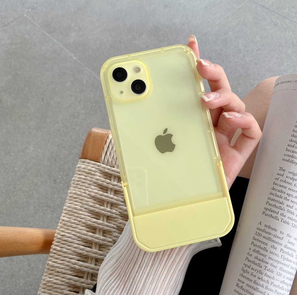 爆款隱形支架全包適用於iPhone系列手機殼（檸檬黃）(下單後聯絡客服確認手機型號)