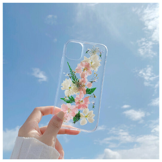 The most popular mobile phone case is suitable for iPhone 13mini (real glue flower-Pink Feiyan (contact customer service to confirm the mobile phone model after placing the order)