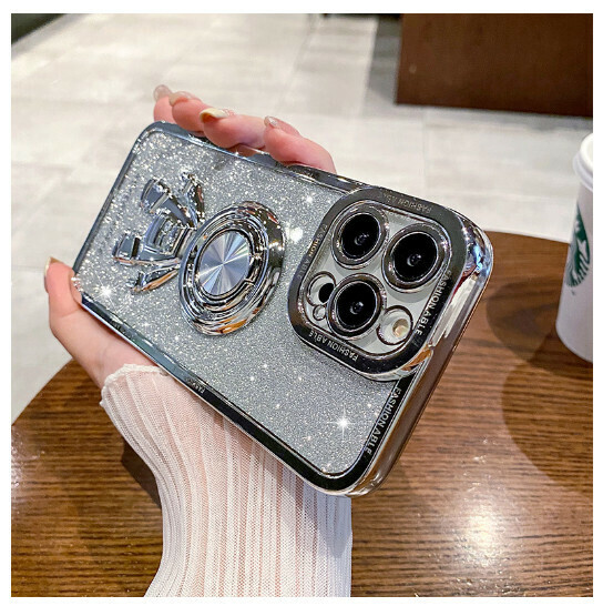 Popular mobile phone case suitable for iPhone 14 (silver + glitter paper (contact customer service to confirm the phone model after placing the order)