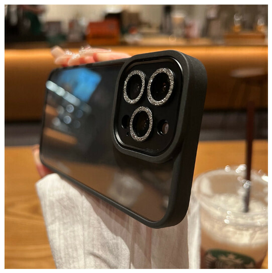 The popular mobile phone case is suitable for Apple iPhone13 [Dark Night Black] flash diamond metal lens (contact customer service to confirm the phone model after placing the order)
