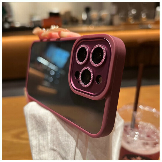 Popular mobile phone case suitable for Apple iPhone13 ([Plum color] flash diamond metal lens (contact customer service to confirm the phone model after placing the order)