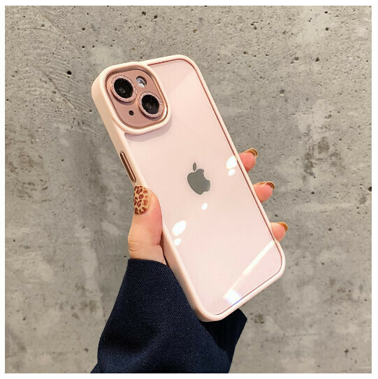 The popular mobile phone case is suitable for Apple iPhone13 [Sakura Pink] flash diamond metal lens (contact customer service to confirm the phone model after placing the order)