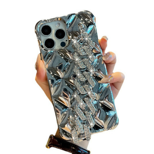 The popular mobile phone case is suitable for Apple 13iphone14pro [Electroplating Small Fragrance Silver Bracelet] (Contact customer service to confirm the mobile phone model after placing the order)