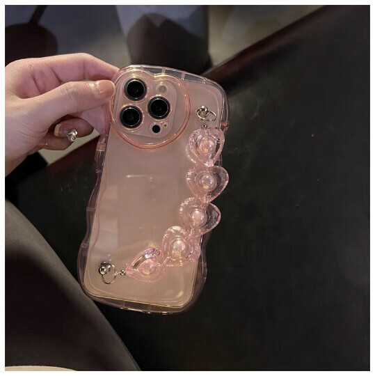 爆款手機殼適用蘋果13iphone14plus【果凍粉色愛心鏈條】（下單後聯絡客服確認手機型號）