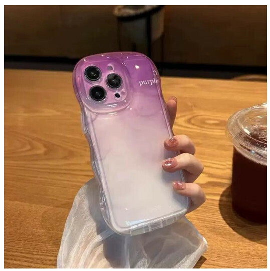The popular mobile phone case is suitable for iPhone14promax [transparent airbag wave dyed purple in English] (contact customer service after placing the order to confirm the phone model)