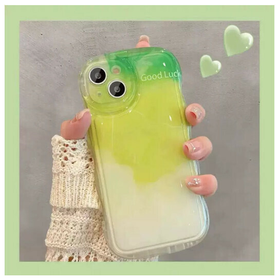 The most popular mobile phone case is suitable for iPhone14promax [transparent airbag wave dyed green in English] (contact customer service to confirm the mobile phone model after placing the order)