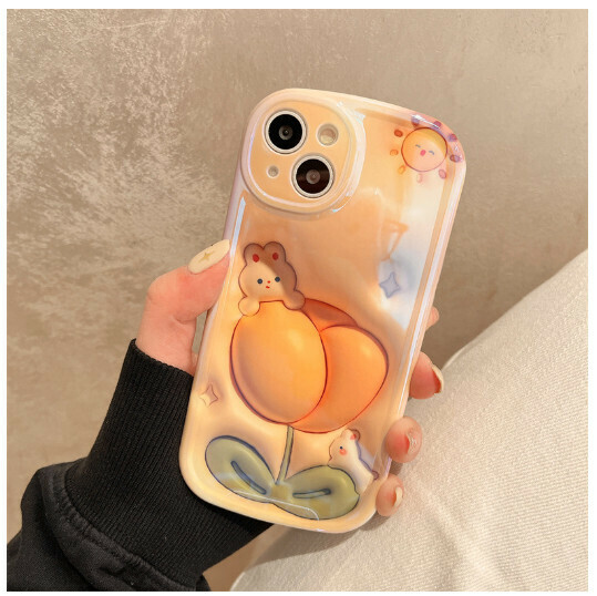 The new mobile phone case is suitable for iPhone 14 promax Apple 13 [One Tulip Rabbit] (contact customer service to confirm the phone model after placing the order)