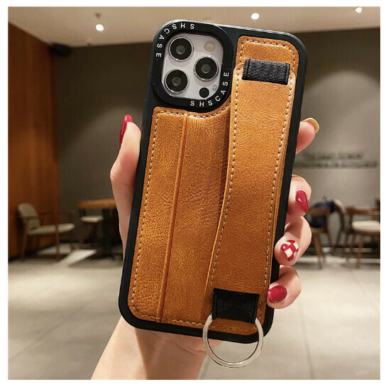 The new mobile phone case is suitable for Apple 14promax/iPhone12 [orange [wristband holder style] (contact customer service to confirm the mobile phone model after placing the order)