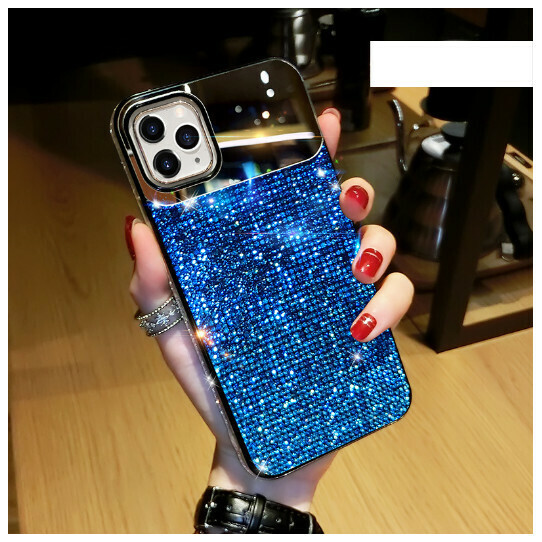 The new mobile phone case is suitable for Apple 13/iphone14 [Thousand Diamond Touch-up Mirror Gradient Blue] (contact customer service to confirm the phone model after placing the order)