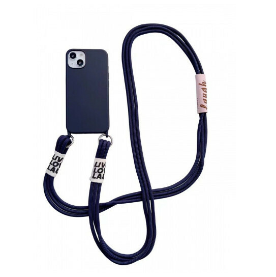 The new mobile phone case is suitable for iphone13promax [royal blue + black lanyard] (contact customer service to confirm the mobile phone model after placing the order)
