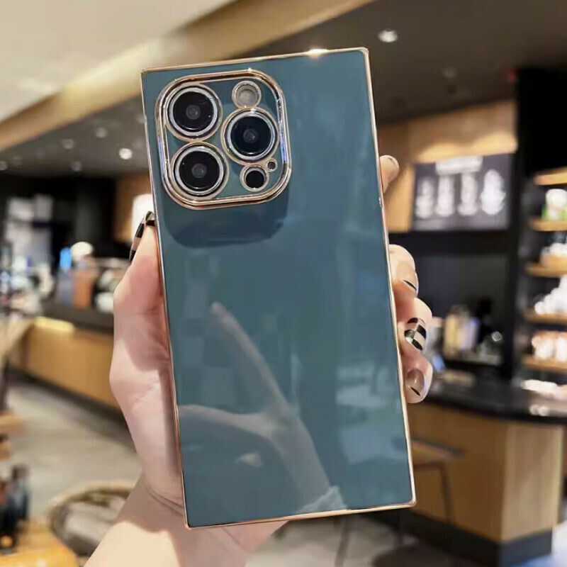 The new right-angled square electroplating is suitable for iPhone mobile phone cases [grandma gray (straight-edge square electroplated solid color)] [contact customer service after placing the order to confirm the phone model]
